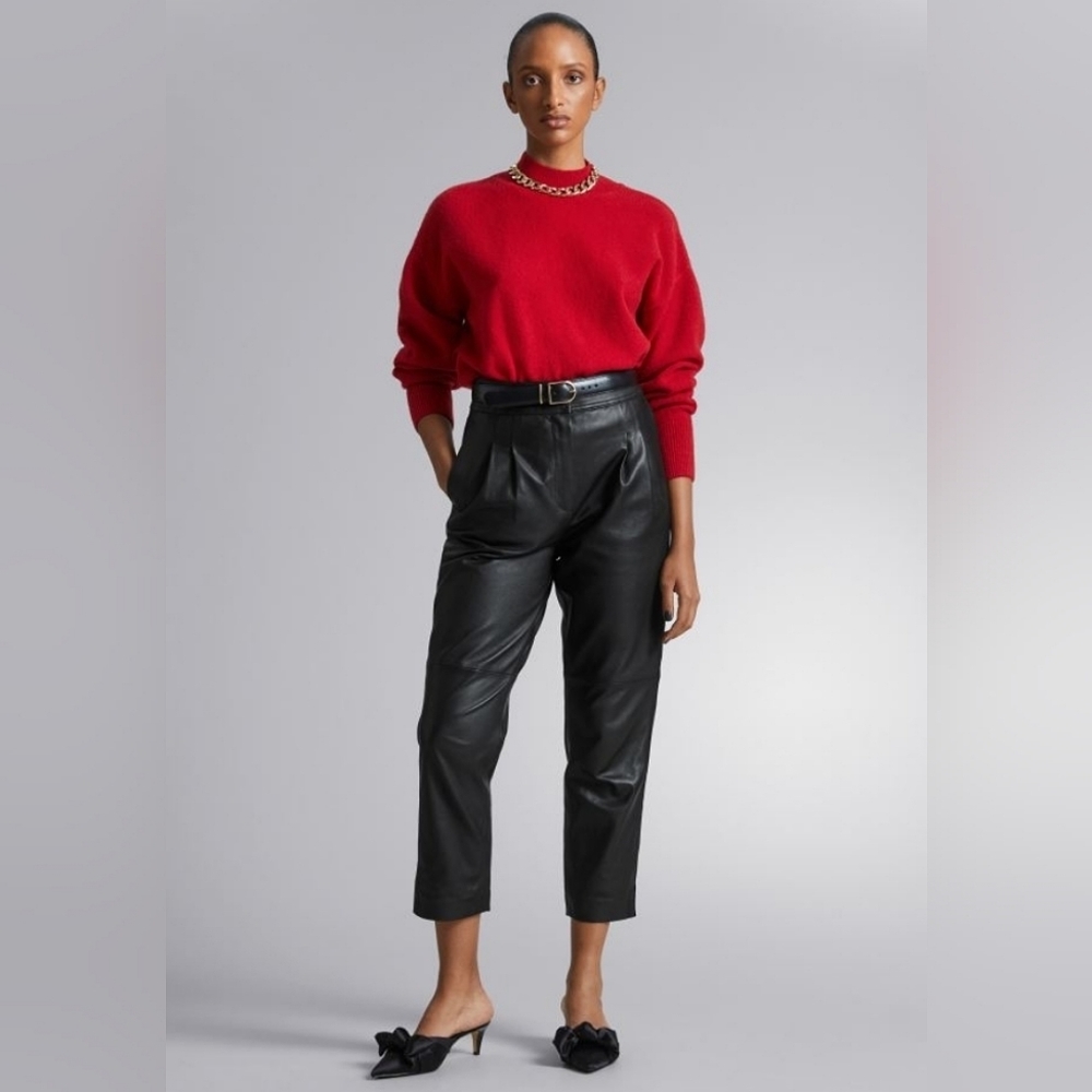 H&M Red Oversized Mock Neck Sweater Size M